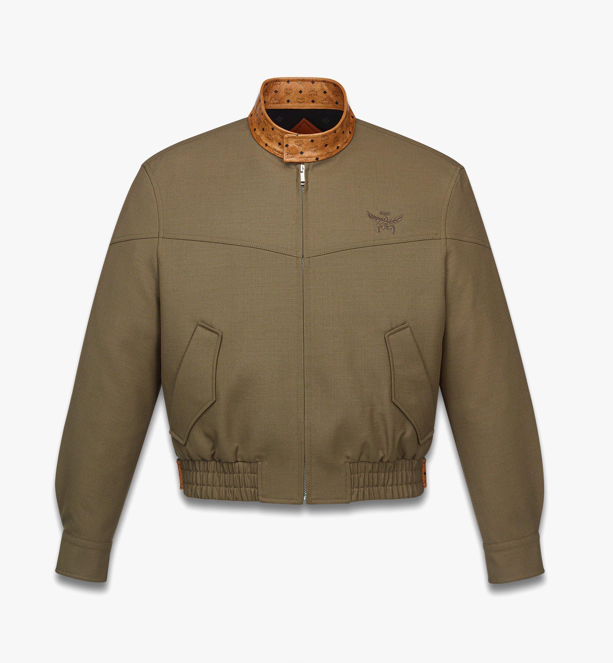 Jacket in Wool Twill and Monogram Print Leather 1